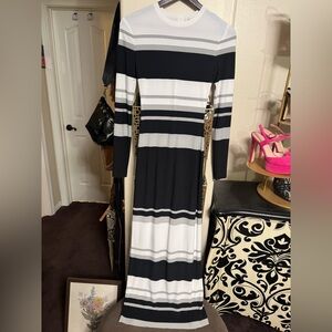 Norma Kamali Monochrome Striped Dress. Size tag missing this is an xxs.